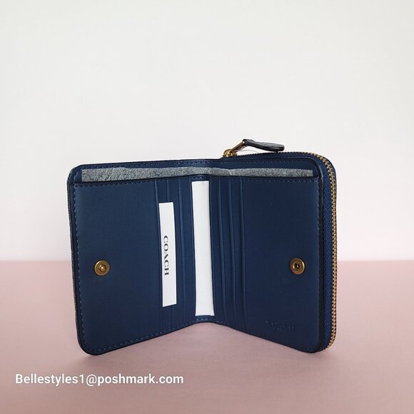 COACH Billfold Small Wallet in Denim Fabric-Deep Blue color ⭐ - Picture 13 of 16